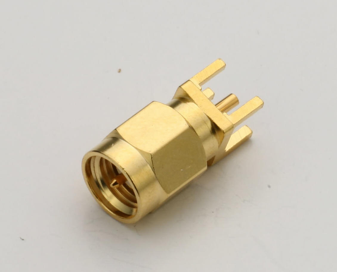 SMA PCB Plug for 4 Mounting Holes (Reverse Polarity)